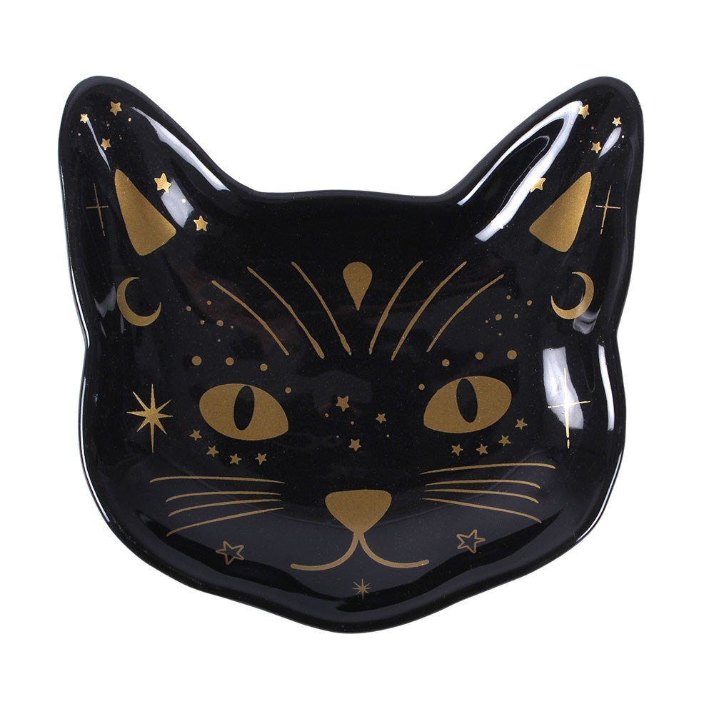 Something Different - Magick Black Cat Face Trinket dish - Black